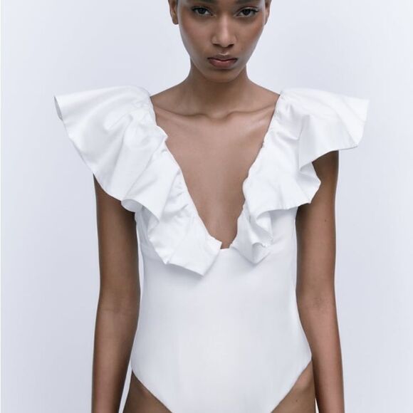 Zara Ruffled Bodysuit New - Picture 8 of 9